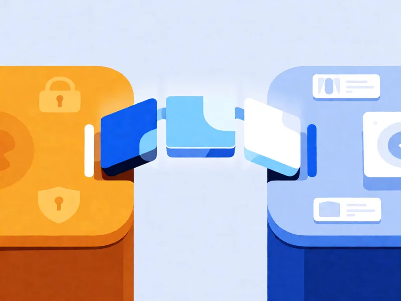 Conceptual illustration of a digital trust bridge connecting AI technology and user confidence in blue and white tones