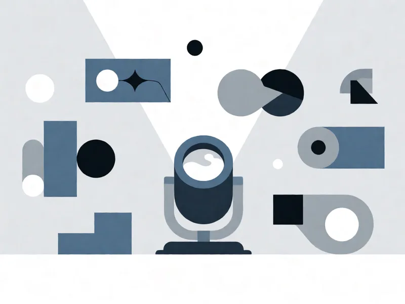 AI researcher stage at TechCrunch Disrupt with abstract reasoning visuals