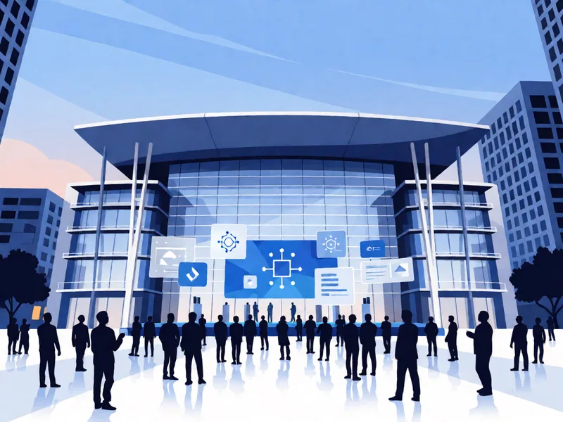 TechCrunch Disrupt 2026 Moscone West conference venue with AI-themed event graphics